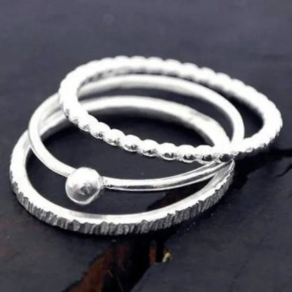 3Pcs Exquisite Female 925 Standard Sterling Silver Texture Thumb Ring Wedding Wedding Love Ring Size 5-11