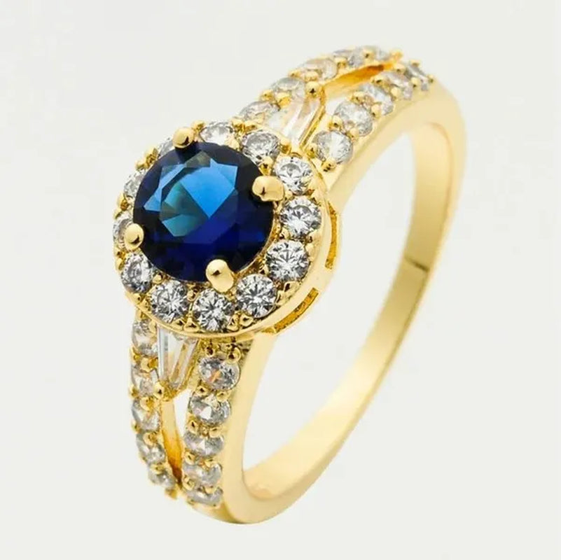3-Color Natural 2.38CT White/Alexandrite/Sapphire Diamond 14K Yellow Gold Wedding Ring Size 6-10