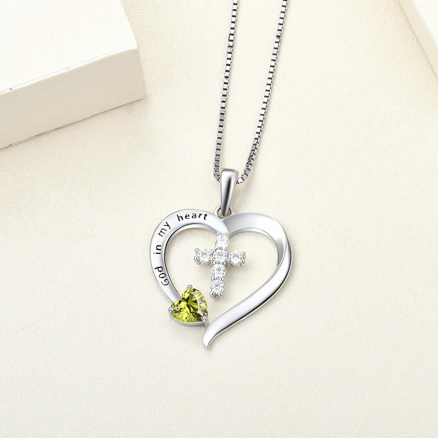 Women'S Heart Cross Necklace Sterling Silver God in My Heart'' Pendant Dangle Cross Crucifix Jewelry