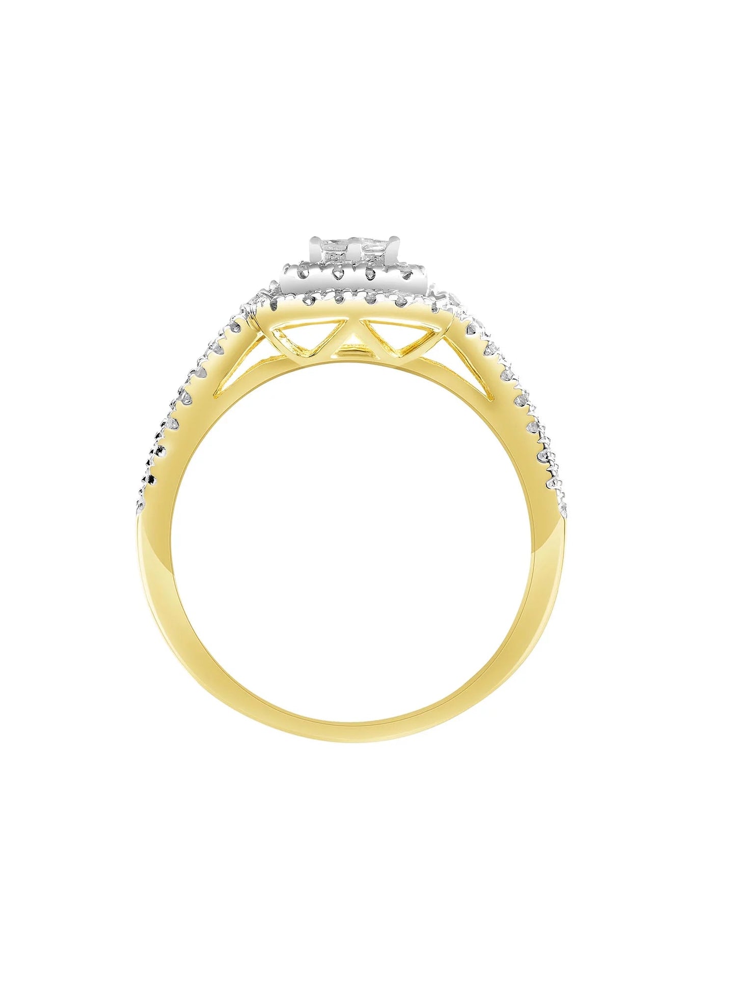 3/8Ctw 10KT Yellow Gold Emerald Limited Edition Genuine Certified Diamond Ring by