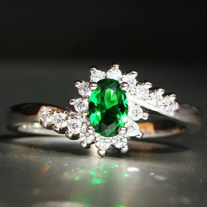 Exquisite  Silver Natural Sapphire Gemstones Opal Birthstone Bride Princess Wedding Engagement Strange Ring Size 6 7 8 9 10