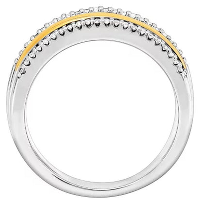 0.26 CT. T.W. Multi Row Diamond Ring in Sterling Silver and 14K Yellow Gold