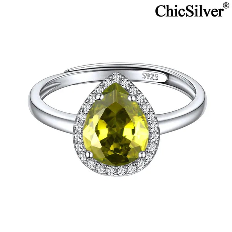 ChicSilver Pear Cut Teardrop Birthstone Promise Wedding Band Ring for Her 925 Sterling Silver Gemstone Jewelry for Women