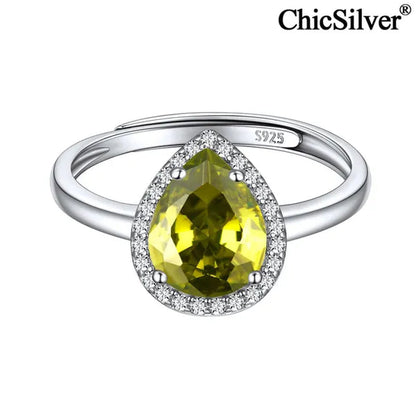 ChicSilver Pear Cut Teardrop Birthstone Promise Wedding Band Ring for Her 925 Sterling Silver Gemstone Jewelry for Women