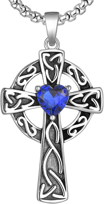 Women'S Cross Pendant Necklace Sterling Silver Celtic Knot Filigree Infinity Cubic Zirconia Crucifix Jewelry