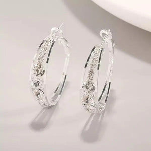 European and American Fashion Hoop Earrings Women'S Earrings Micro-Inlaid White Zircon Delicate Earrings Romantic Valentine'S Day Gift Engagement Earrings Wedding Earrings Anniversary Women'S Jewelry