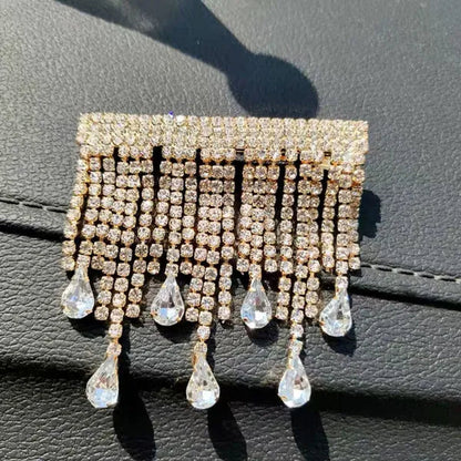 Autumn New Suit Accessories Are Fashionable, Exquisite and Simple Diamond Tassel Drop Pendant Net Red Brooch