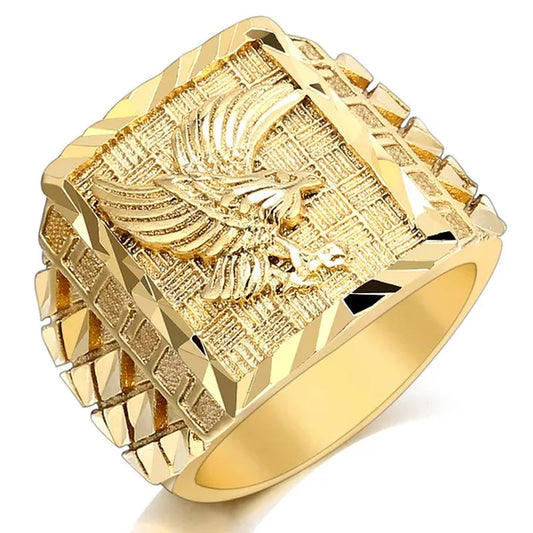 Punk Rock Eagle Men 's Ring Luxury Gold / Silver Color Size 7-13 Finger Jewelry