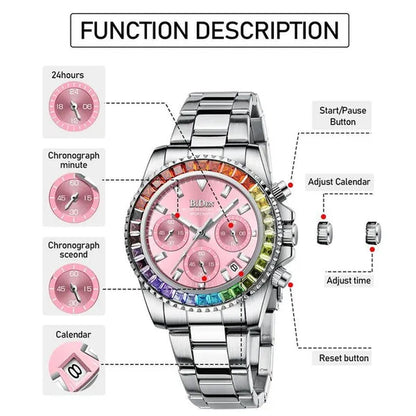 Women Rhinestone Watch Fashion Bling Casual Ladies Watch Female Quartz Rose Gold Watch Crystal Diamond Bracelet Watches For Women Montre Femme Relojes Damen Uhren Orologi Donna