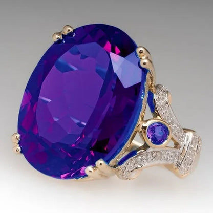 Fashion Gold Plated Plated Goose Egg Sapphire Women Wedding Engagement  Ring