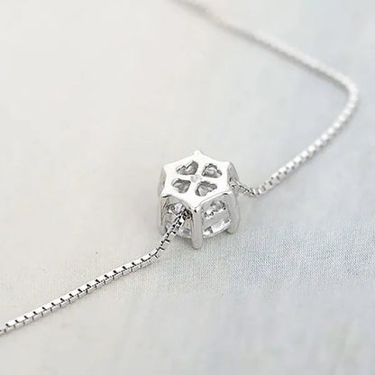 Women Simple Trendy Zircon Rhinestone Choker Necklace Shine Diamond Silver Chain Jewelry