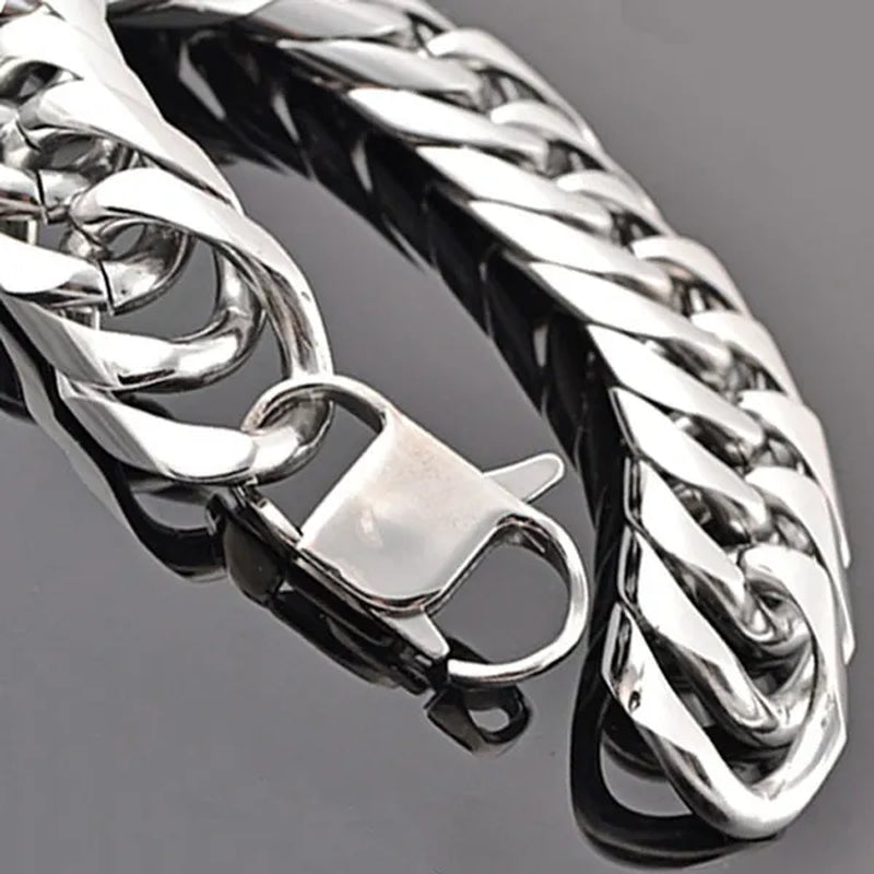 16/19/21Mm Heavy Stainless Steel Bracelet or Necklace Silver Cuban Curb Chain Bracelet Bangle 7"-11" Necklace 16"-24"