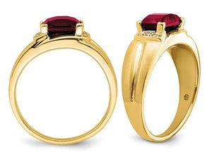 Mens 1.60 Carat (ctw) Lab Created Ruby Ring in 14K Yellow Gold