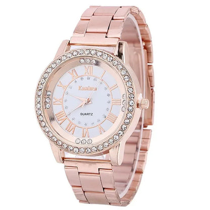 Luxury Brand Ladies Quartz Watches Women Full Diamond Rose Watch Gold Fashion Watch for Gift Clock Reloj Mujer Montre Femme