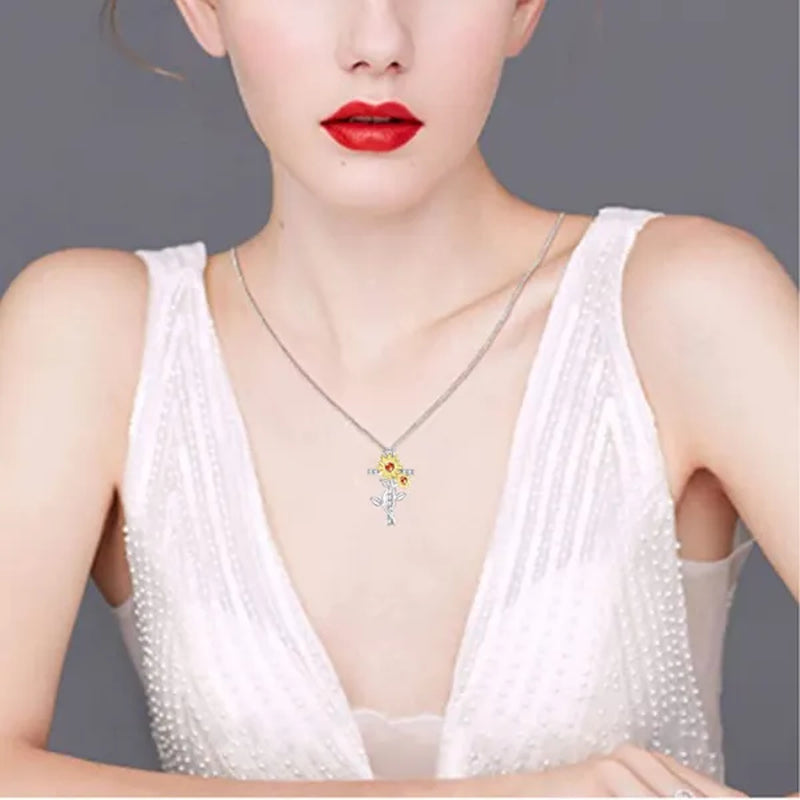 Exquisite Women'S Creative Cross Sunflower Necklace Diamond Cross Necklace Couple Jewelry Luxury Diamond Pendant Necklaces for Women Wedding Banquet Birthday Anniversary Gift