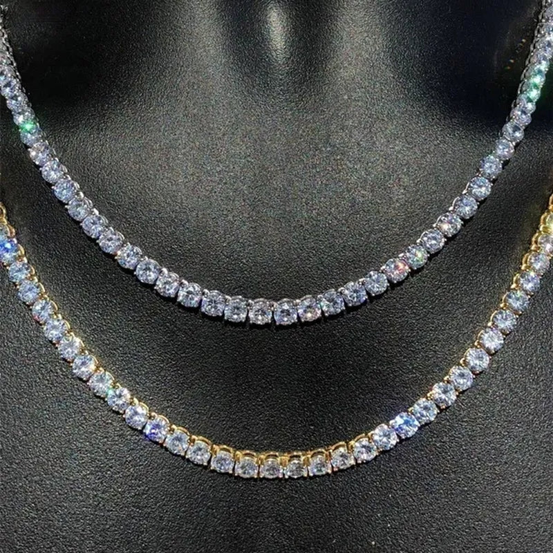 Necklace for Women Gorgeous Men's Gold Tennis Chain Icy Diamonds Hip Hop Choker Chain Necklace Bling Jewelry 18-30 Inches