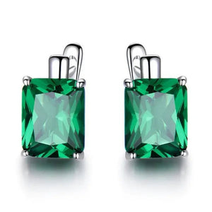 Majesty Diamonds MDS210239 Cushion Green Nano Emerald Stud Earrings in 0.925 White Sterling Silver