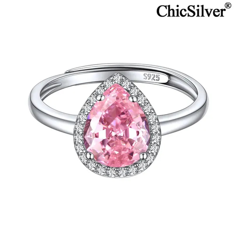 ChicSilver Pear Cut Teardrop Birthstone Promise Wedding Band Ring for Her 925 Sterling Silver Gemstone Jewelry for Women
