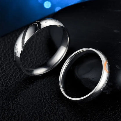 2 pcs / set . Heart of love couple titanium steel wedding rings for women fashion jewelry woman accessories silver ring women for man