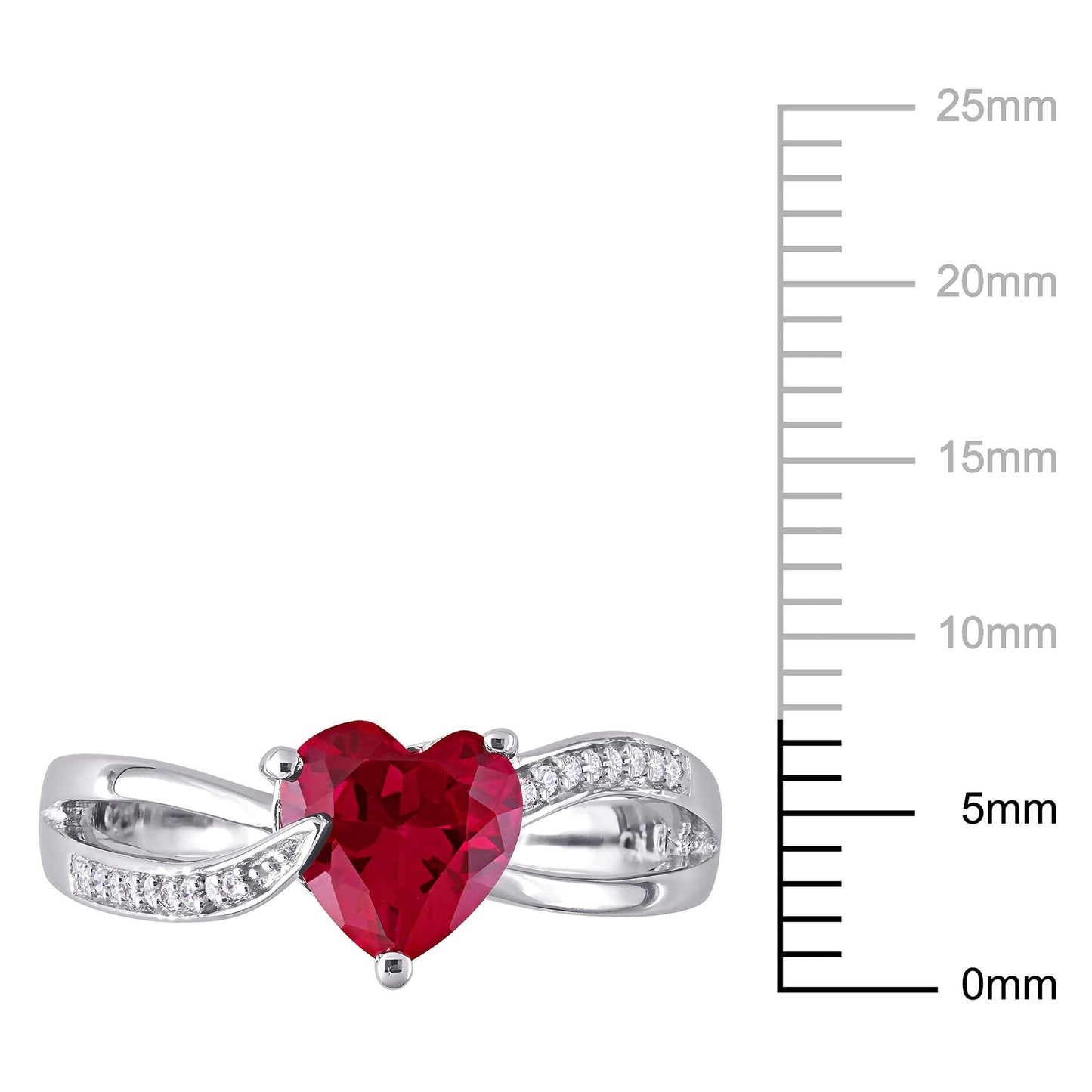 Women'S 1-5/8CT Heart-Cut Created Ruby Diamond Accent Sterling Silver Heart Crossover Ring
