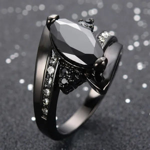 Women's Rings Size 6-10 Black Sapphire CZ 14K Black Golden Plated Wedding Ring (Choice Color and Size )