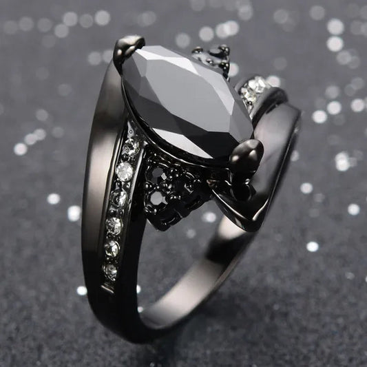 Women's Rings Size 6-10 Black Sapphire CZ 14K Black Golden Plated Wedding Ring (Choice Color and Size )
