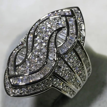 Luxury Genuine White Sapphire S Wedding Engagement Ring Party Jewelry Gifts