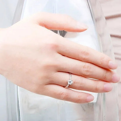 Princess   Six Claw Ring Dainty Jewelry Round White AAA CZ Diamond Earrings Ear Studs Wedding Gifts
