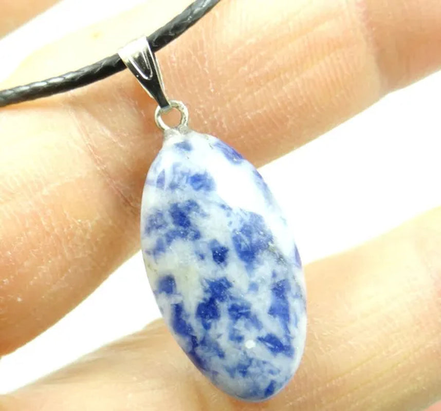 Wholesale Natural Stone Crystal Quartz Opal Snowflake Obsidian Horse Eye Pendant Leather Chains Necklace Women Fashion Jewelry 20Pcs