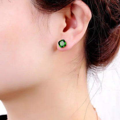 Fashion 18K Rose Gold Princess Bride Green Tsavorite Garnet Gemstone Earrings Women Female Jewelry