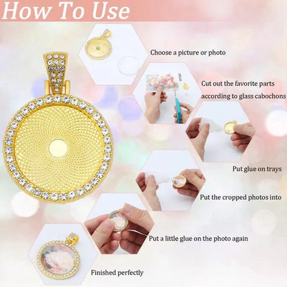 30 Pcs Rhinestone Wing Bezel Pendant Trays with Glass Cabochons 25mm Round Bezel Trays Blank Pendant Bases Blank Pendant Charm for DIY Jewelry Crafts Making Supplies(Gold/Silver/Rose Gold)