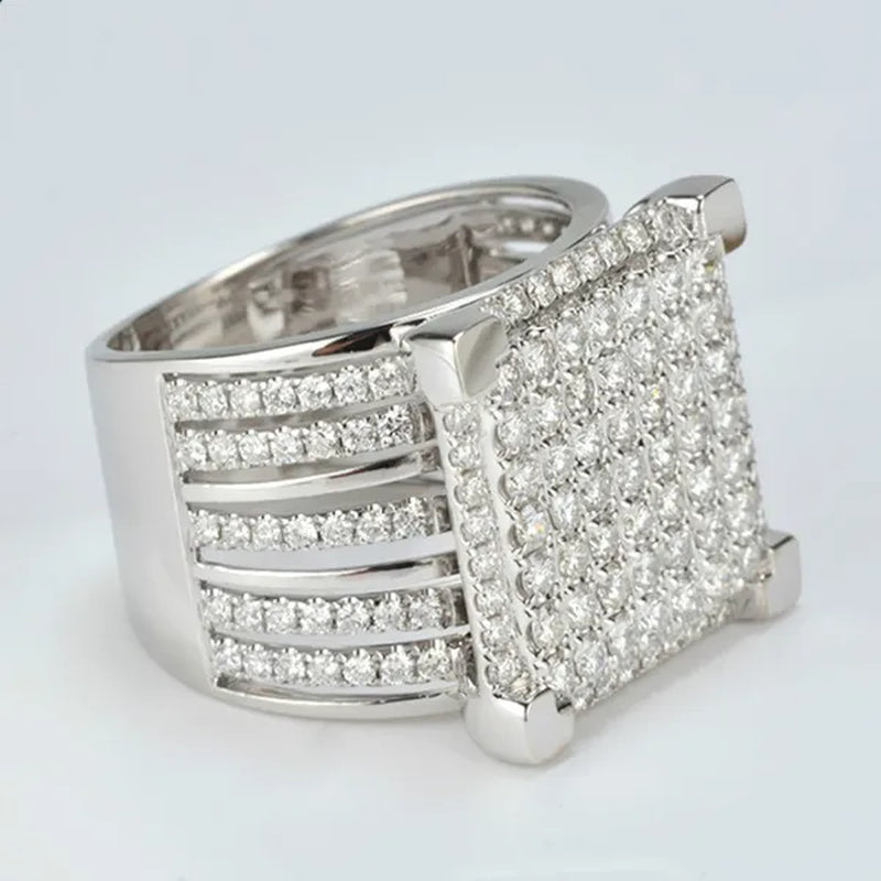 Men's Natural White Stone 925 Sterling Silver Ring Gifts