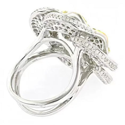 Fashion White Gold Sunflower Women Ring 925 Sterling Silver Citrine Wedding Jewelry Ring Ladies' Favorite White Sapphire Finger Ring