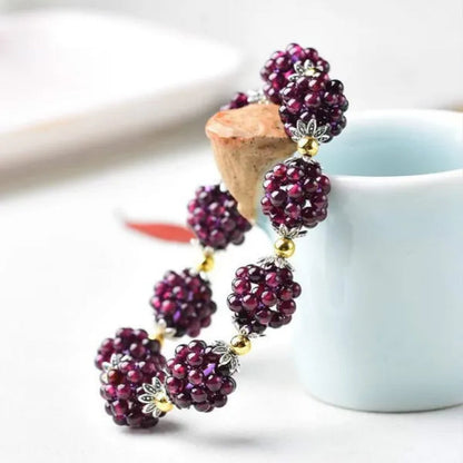 1PC Natural Garnet Bracelet Women 3mm Lucky Ball Bracelet Jewelry Gift Women Bangles