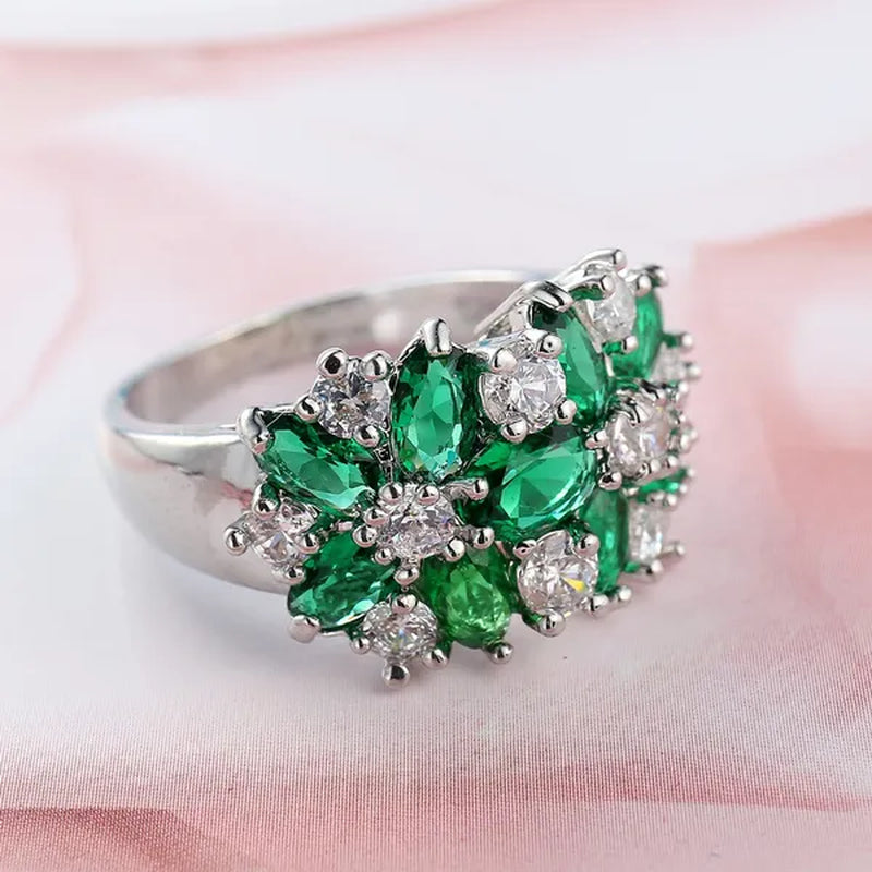Fashion women 925 sterling  silver sapphire & white topaz gemstones Rings Size 6 7 8 9 10