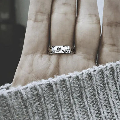 Women'S Butterfly Ring, No Diamonds Butterfly Ring, 925 Sterling Silver Engagement Ring, Wedding Rings, Fashion Jewelry, Size 5 6 7 8 9 10