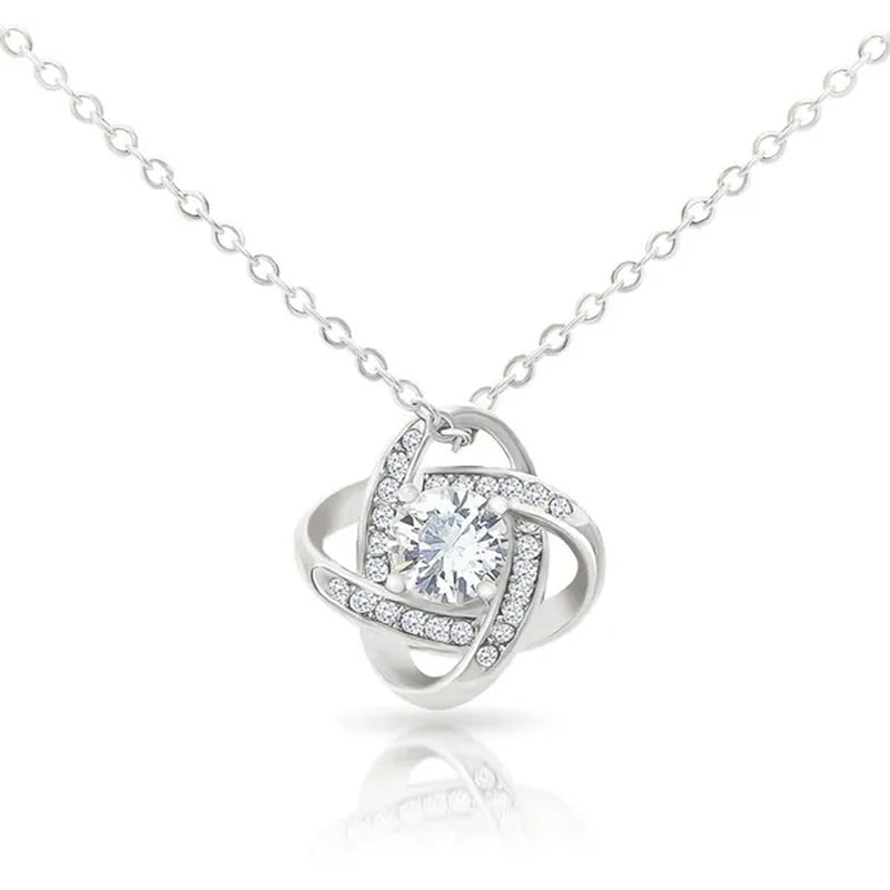 To My Beautiful Granddaughter S925 Sterling Silver Cubic Zirconia Knot Necklace Birthday Gift Ideas Message Card Gifts