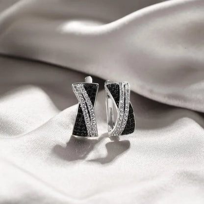 Luxury Fashion Women'S Creative Cross Earrings Infinite Diamond Earrings Black and White Diamond Earrings Infinite Cross Earrings Engagement Earrings Women'S Diamond Jewelry Birthday Anniversary Gift Jewelry