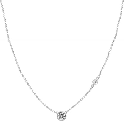 'Marvel' Cubic Zirconia Necklace in Sterling Silver, 16" + 2"