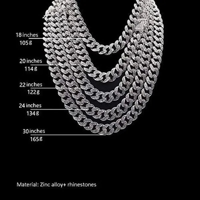 Fashion Gold Stainless Steel Hip Hop Jewelry Iced Out Diamond Thick Miami Cuban Link Chain Necklace Bracelet Watch Ring Jewelry Set
