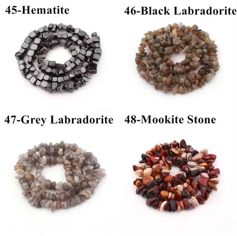 80Kinds 5-8MM natural stone irregular shape free-form chip beads tiger eye amethyst turquoise white crystal red coral Lapis lazuli used for jewelry making DIY bracelet 30"