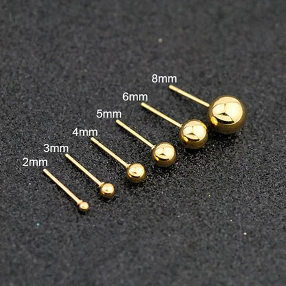 2/3/4/5/6/8Mm Stainless Steel round Pearl Stud Earrings Earrings for Women'S Fashion Party Wedding Jewelry