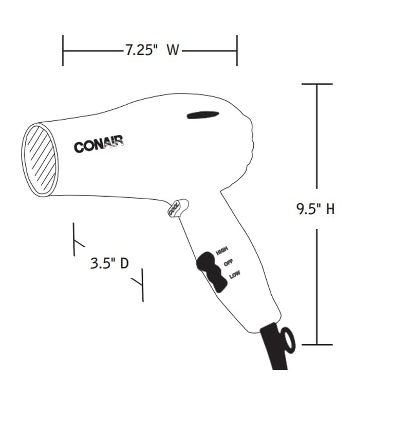 Hairdryer,Handheld,Black,1875 Watts