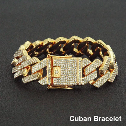 Hip Hop Bracelet Cuban Link Bracelet Ice Out Tennis Bracelet for Men and Women Hip Hop Jewelry