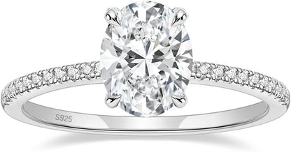3CT 925 Sterling Silver Engagement Rings Oval Cut Cubic Zirconia CZ Wedding Promise Rings for Her Stunning Wedding Bands for Women Size 3-11