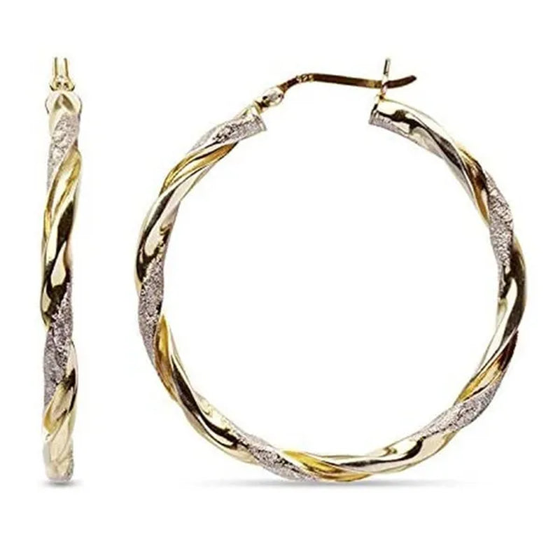Women Fashion Hoop Earrings Spiral Circle Earrings Simple Big Circle Gold Loop Earrings