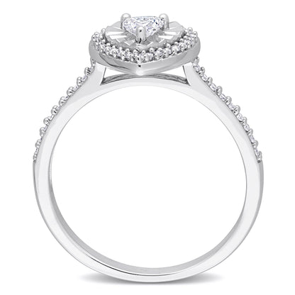 Women'S 1/3 Carat T.W. Heart-Cut Diamond 14Kt White Gold Halo Engagement Ring