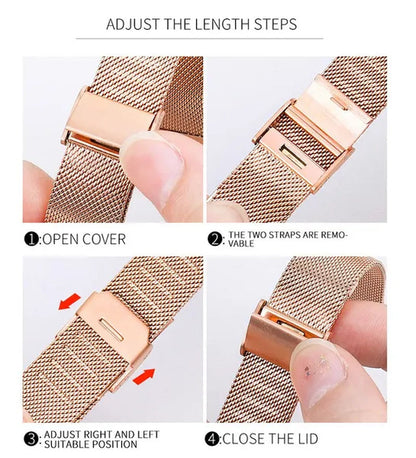 Slim Metal mesh belt Loop+Diamond Case for Apple Watch 7 Band 42mm 44mm Women's Strap on Smart Iwatch Bracelet Series 7 SE 65432 41mm 45mm