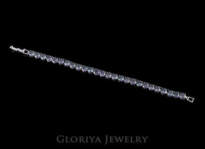Gloriya Perfect 0.5 Carat Round Cut Mystic Rainbow Crystal Silver Plated Fashion Ladies Tennis Bracelet For Women Jewelry