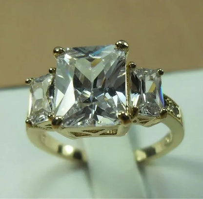 Natural 5.99CT White Diamond 14K Yellow Gold Wedding Ring Size 6-10